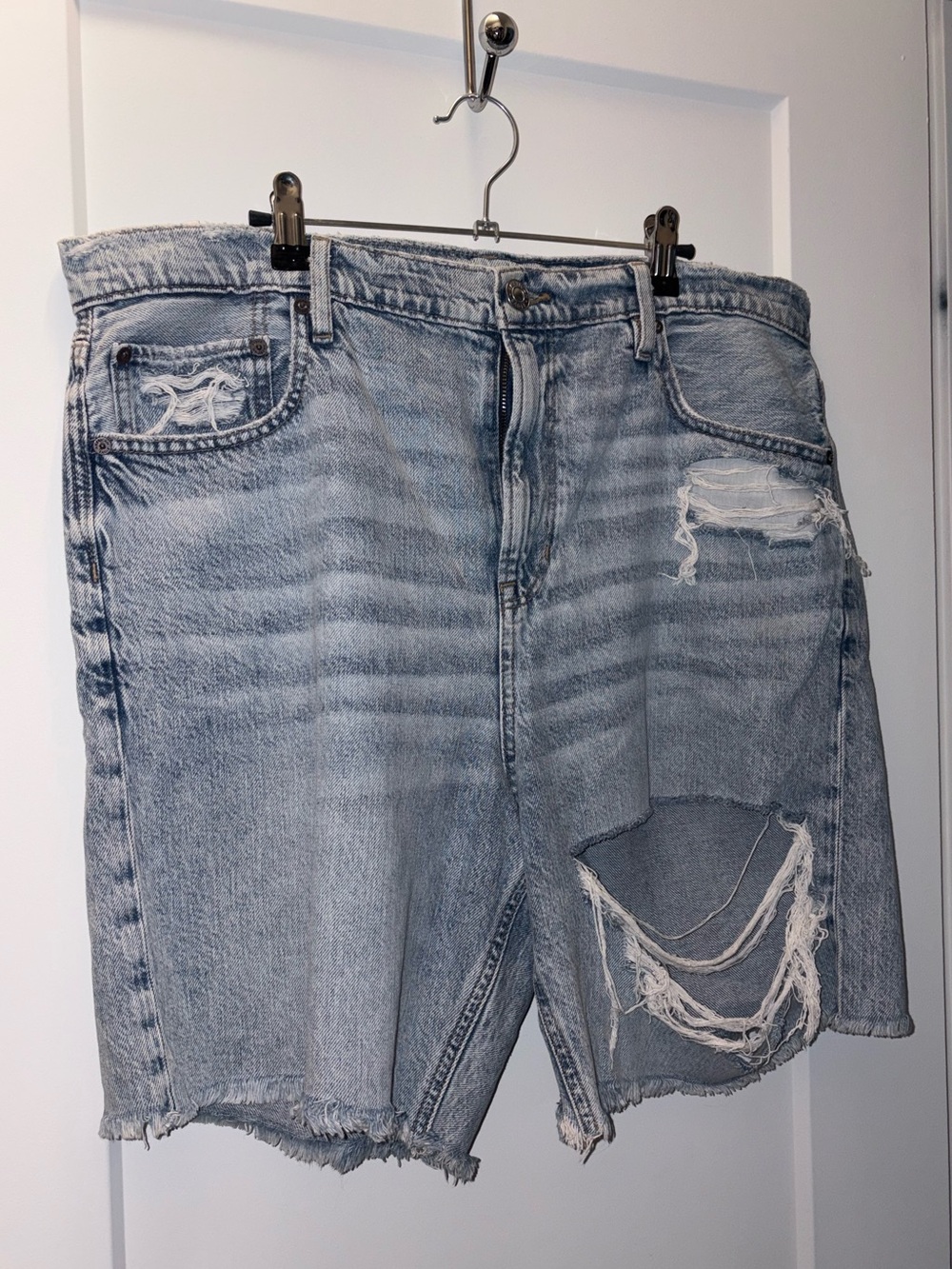 American Eagle Outfitters Light Blue Distressed Denim Shorts